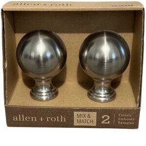 🆕NWT Allen + Roth Drapery
Curtain Rod Finials Brushed Nickel fits up to 1 in rod